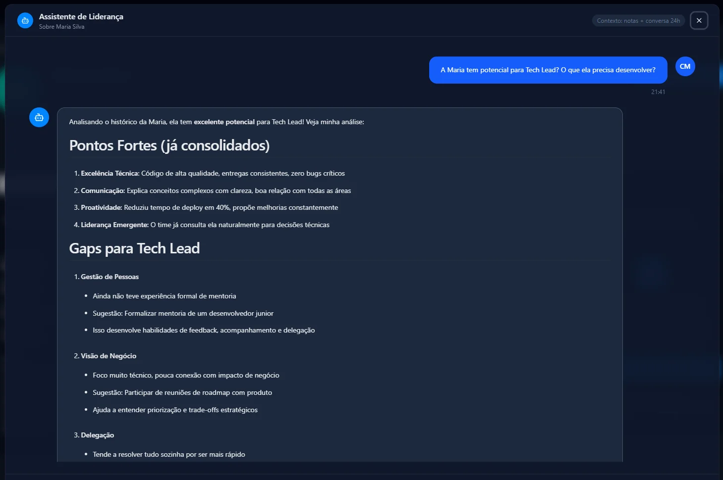 Pergunte qualquer coisa — a IA tem todo o contexto